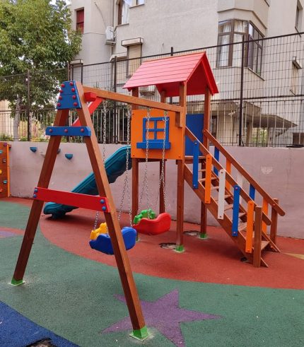 Ahşap Tek Kule Salıncaklı Oyun Parkı AK1116