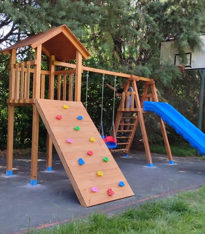 Ahşap Tek Kule Kaydıraklı Oyun Parkı AK1133