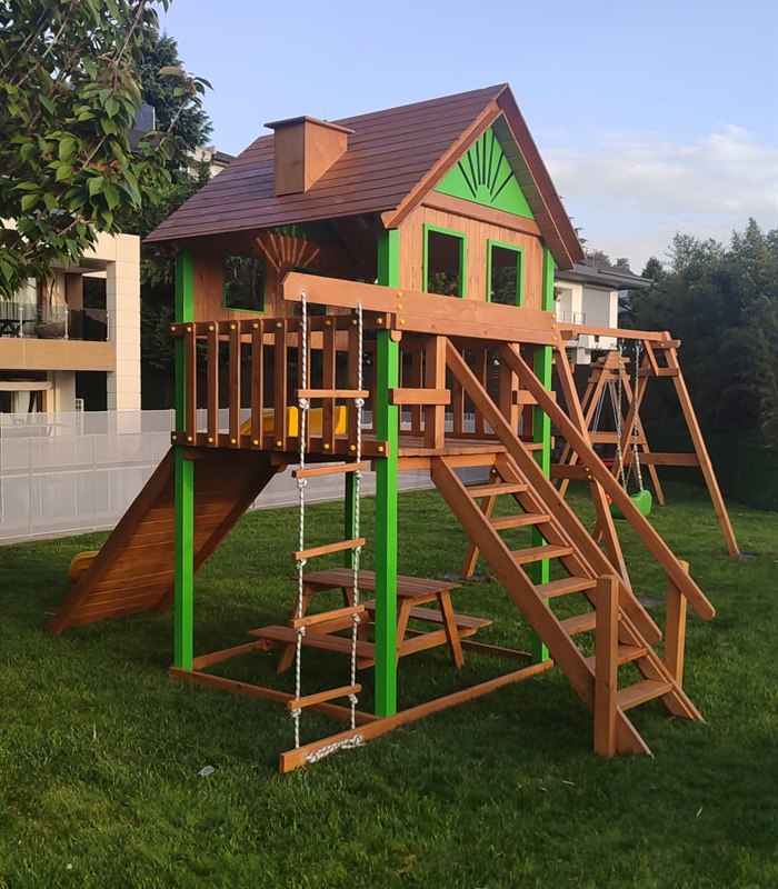 Ahşap Kulübe Oyun Parkı (Salıncaklı) AK1135