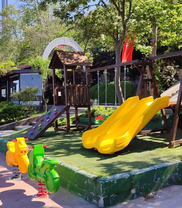 Ahşap Çift Kaydıraklı Oyun Parkı AK1136