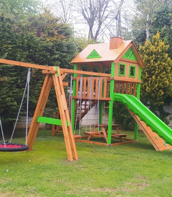 Ahşap Kulübe Oyun Parkı (Yuva Salıncaklı) AK1139