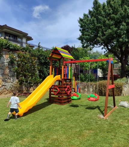 Ahşap Tek Kule Salıncaklı Oyun Parkı AK1149